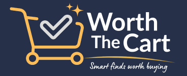 Worth the cart Logo- BLUE Background(480 x 150 px) (1)